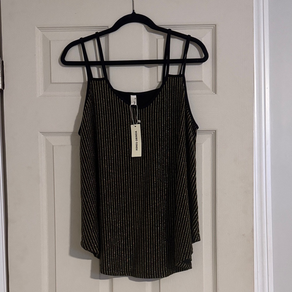 Chic Black and Gold Striped Tank Top